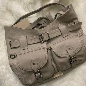 Grey Leather Burberry Crompton Shoulder Bag